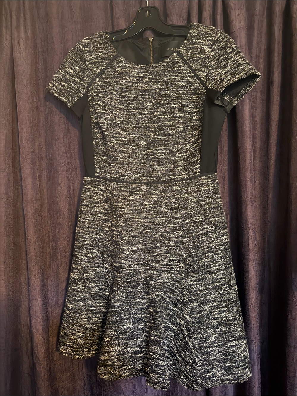 J.Crew Textured Black & White Fit-and-Flare Dress